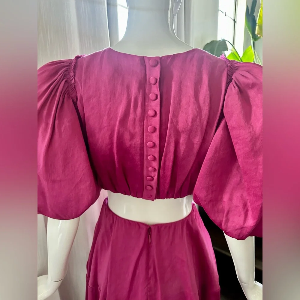 Aje Vanades Pink Cut Out Puff Sleeve Midi Dress 🩷 - Picture 6 of 11